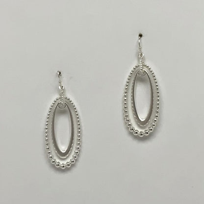 Ribbed Oval Drop Earrings