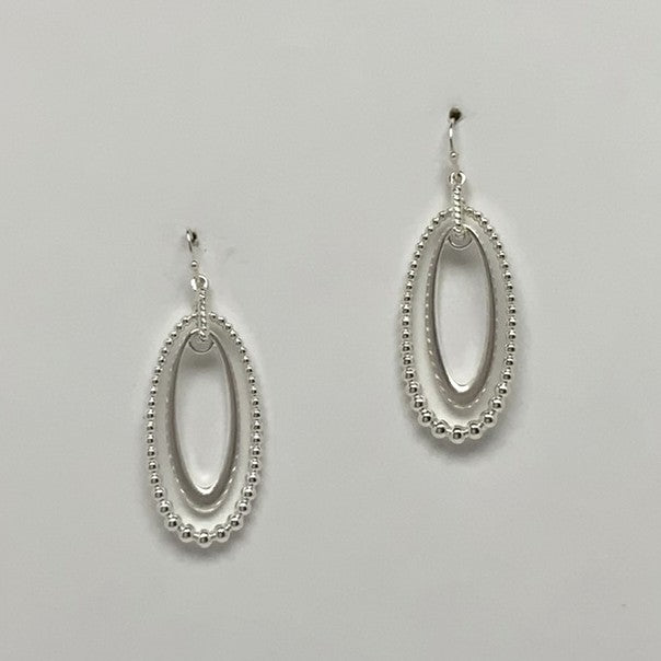 Ribbed Oval Drop Earrings