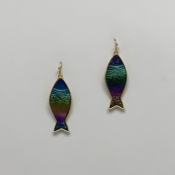 Rainbow Fish Drop Earrings