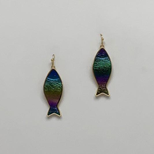 Rainbow Fish Drop Earrings