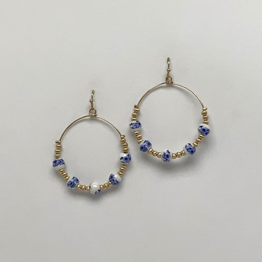 Beaded Drop Earrings Porcelain Earrings
