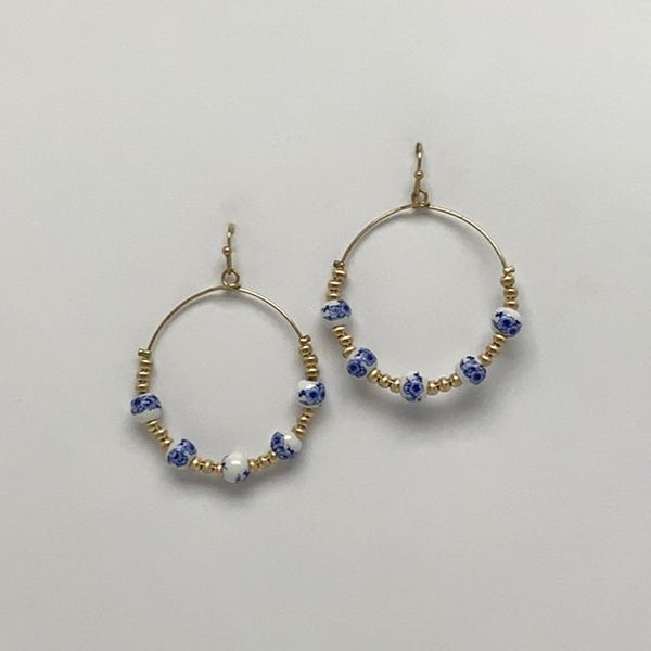 Beaded Drop Earrings Porcelain Earrings