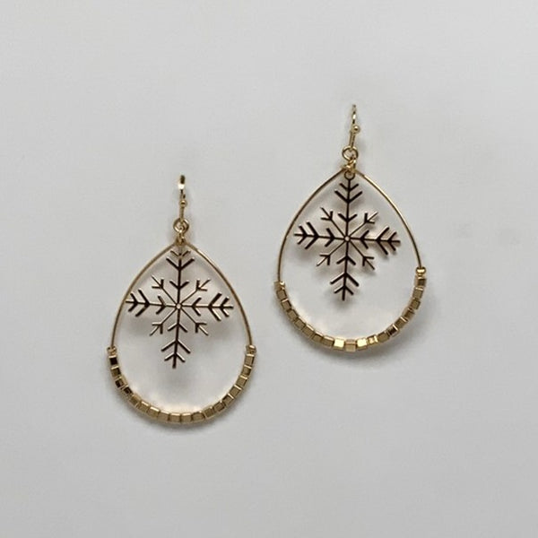 Teardrop Snowflake Earrings