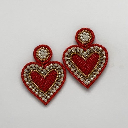 Beaded Heart Earrings