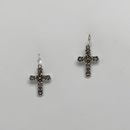 Cluster Flower Cross Crystal Earrings