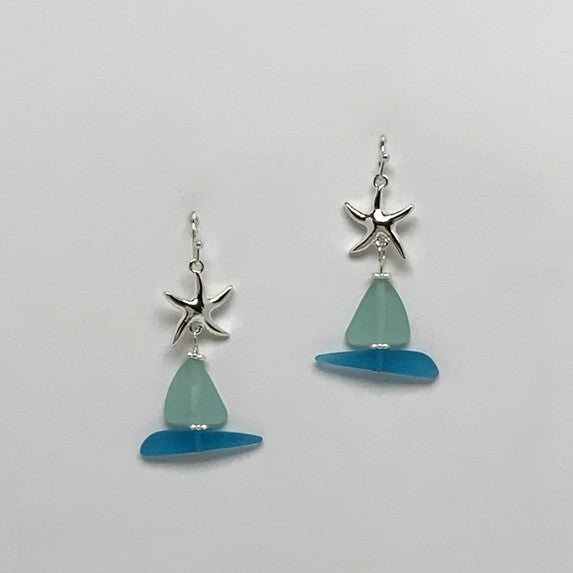 Starfish Sea glass Drop Earrings