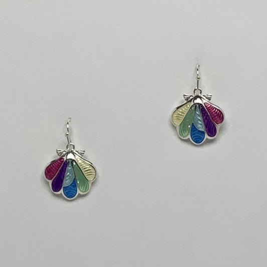 Enamel Filled Clam Earrings