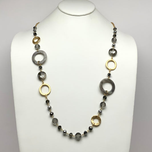 Crystal Lucite Lucite Metal Rings Necklace
