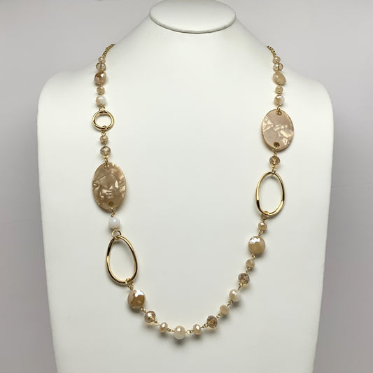 Lucite Crystal Metal Hoop Long Necklace