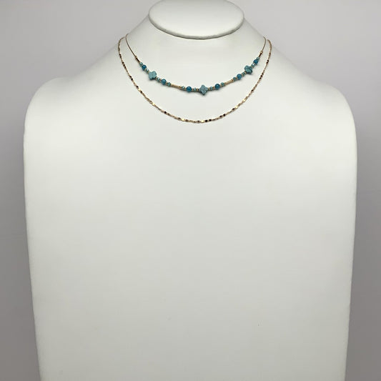Layered Flatten Beaded Chain Necklace