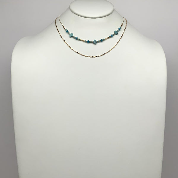 Layered Flatten Beaded Chain Necklace
