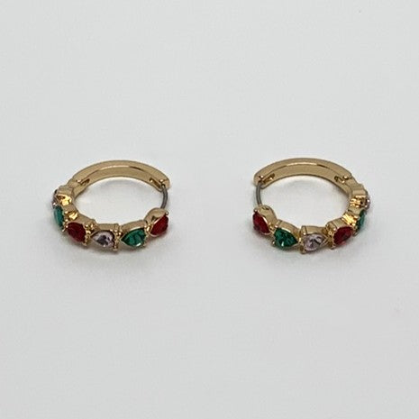 Christmas Crystal Heart Hoop Earrings