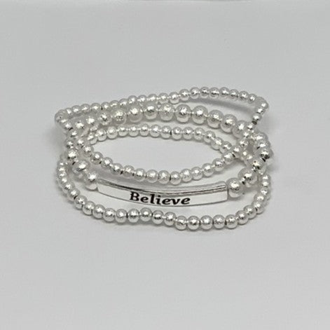 Beaded "Believe" Stack Bracelet