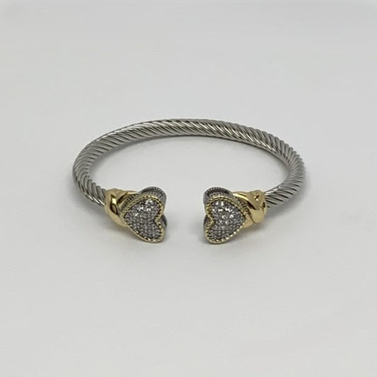 Cubic Zirconia Heart Crystal Cuff Bracelet