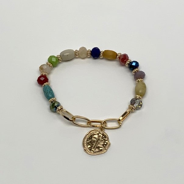Beaded Cross Pendant Bracelet