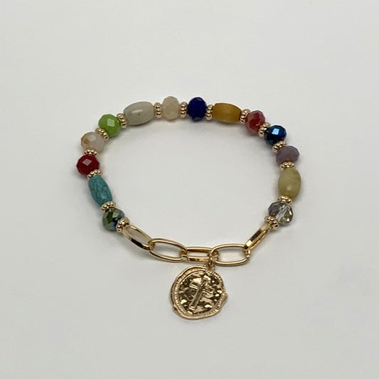 Beaded Cross Pendant Bracelet