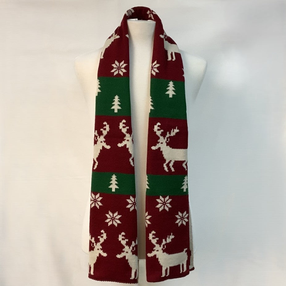 Reindeer Tree Snowflake Reversable Print Scarf