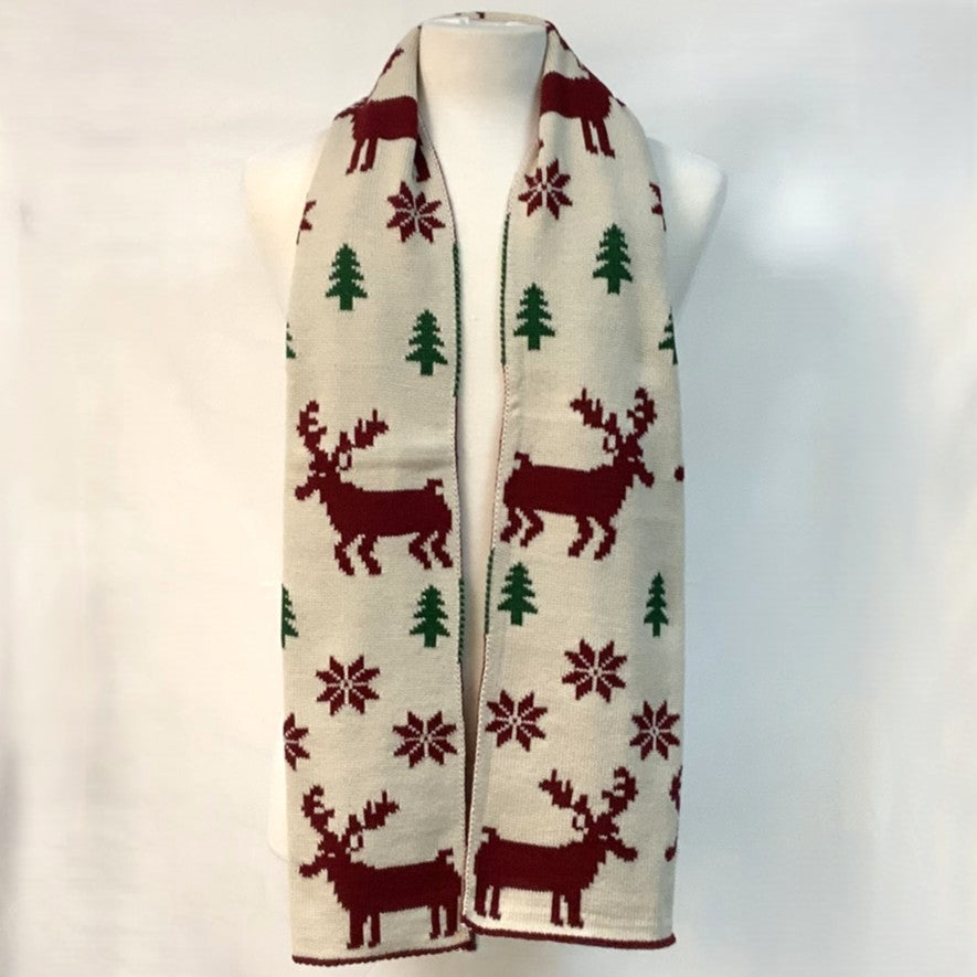 Reindeer Tree Snowflake Reversable Print Scarf