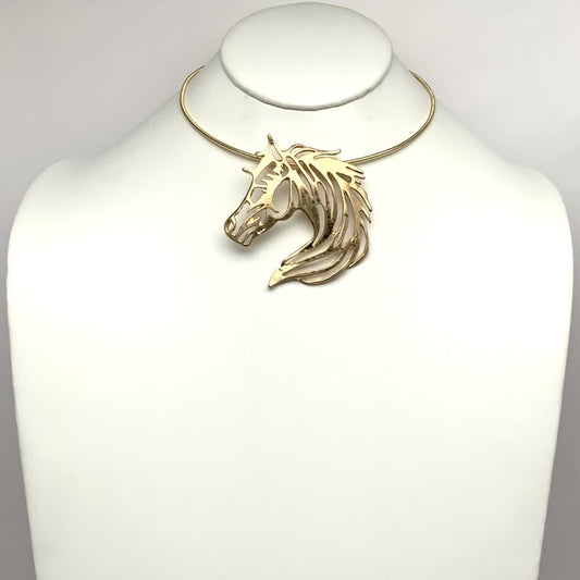 Gold Tone Horse Head Pendant