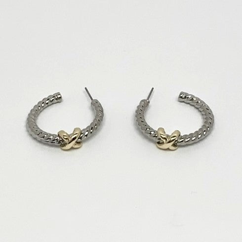 Twist Silver Hoops