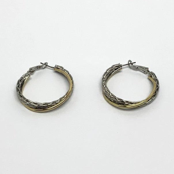 Braided Silver Hoops