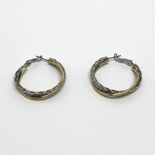 Braided Silver Hoops