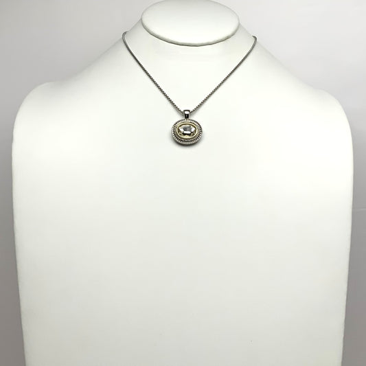 Sideway Crystal Oval Pendant  Necklace