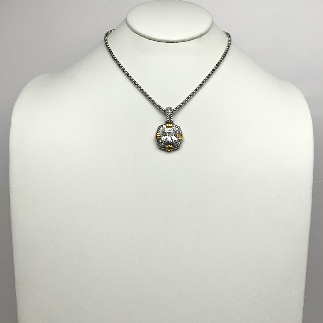 CZ Square Box Chain Necklace