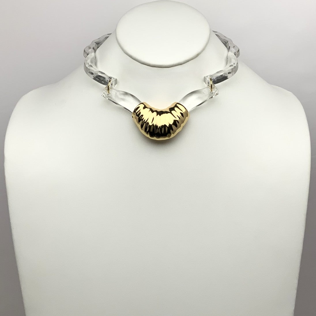 Clear Link Collar Necklace w/ Gold-Plate