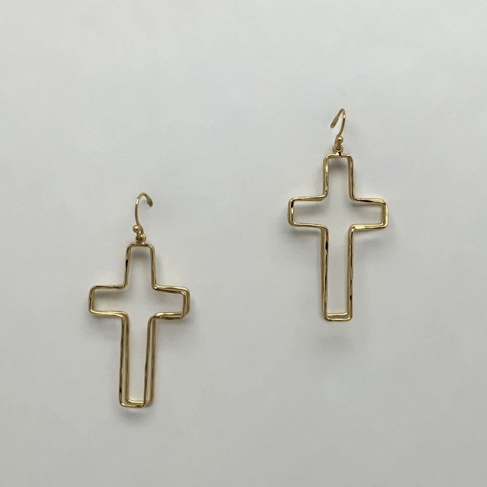 Hammered Finish Gold Drop Earrings
