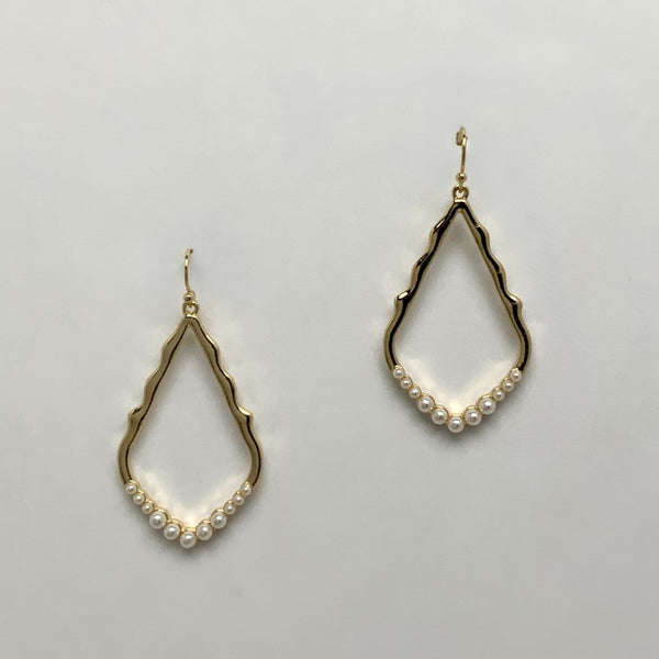 Drop Gold w/Pearl Earrings