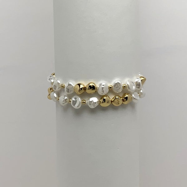 Organic Shape Pearl with Gold Bracelet