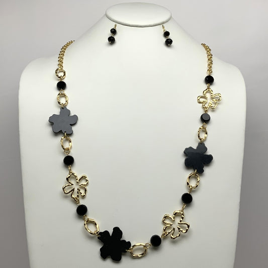 Flower Lucite Chain Necklace Set