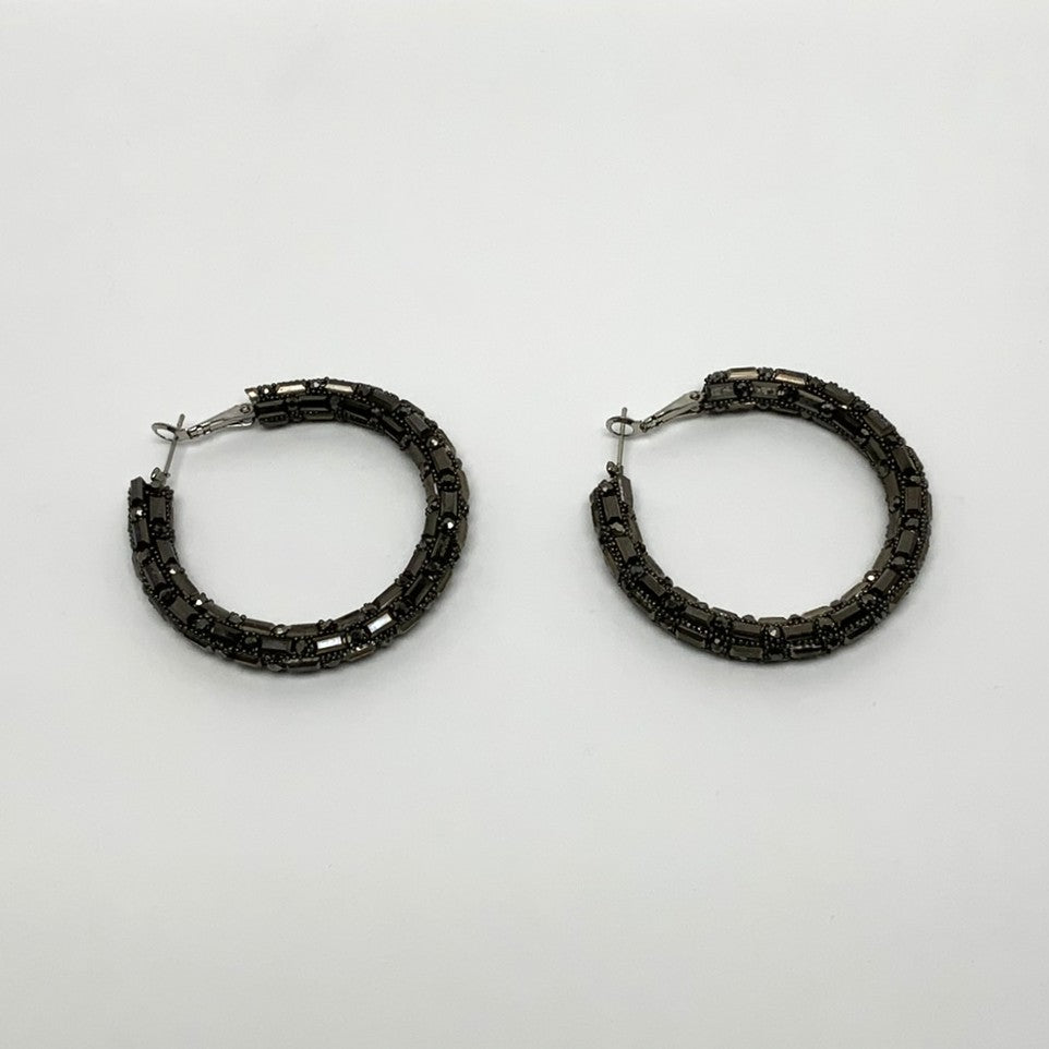 Rectangle Crystals Hoop Earrings