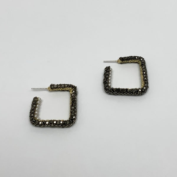 Crystal Square Pearl End Hoop