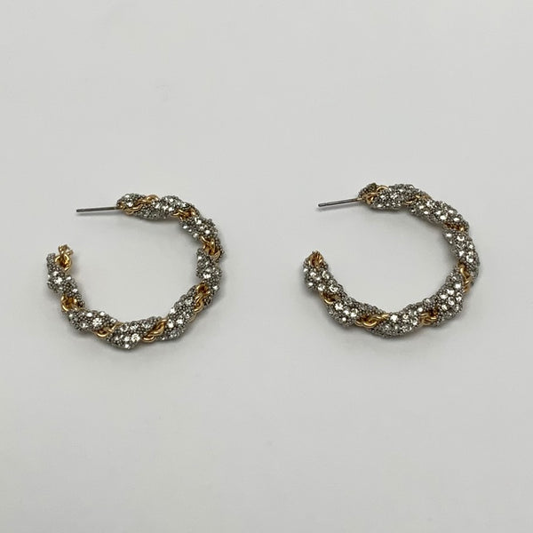 Crystal Twist Half Hoop Earrings