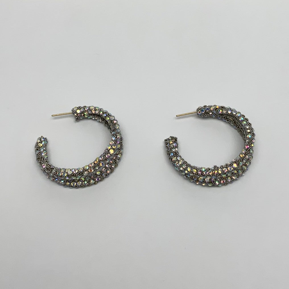 Crystal Double Half Hoop Earrings