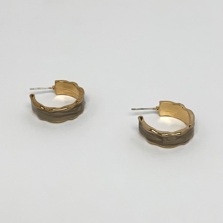 Metal Resin Filling Half Hoop Earrings