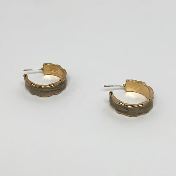 Metal Resin Filling Half Hoop Earrings