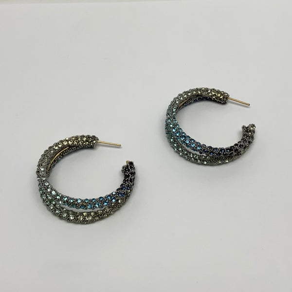 Crystal Double Half Hoop Earrings