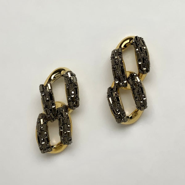Big Crystal Chain Link Earrings