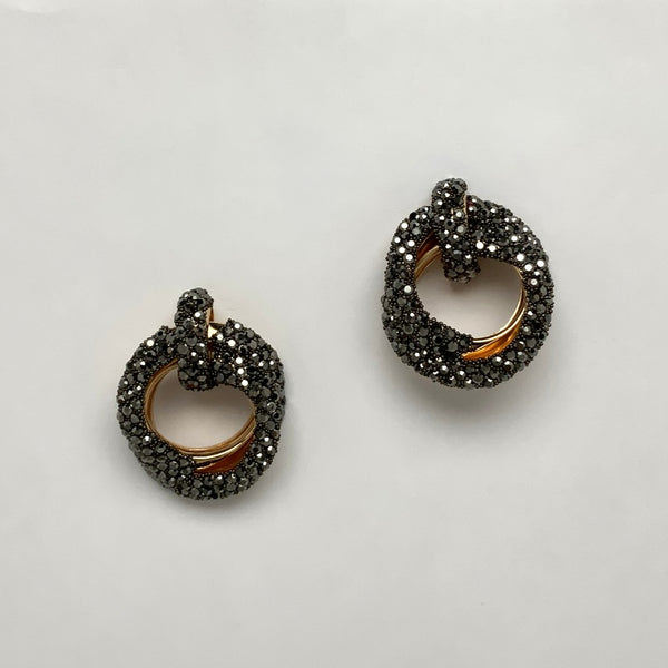 Double Hoop Crystal Twist Earrings
