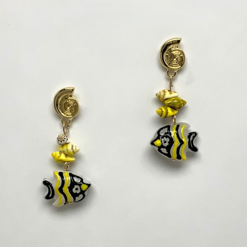 Seashell Fish Drop Earrings