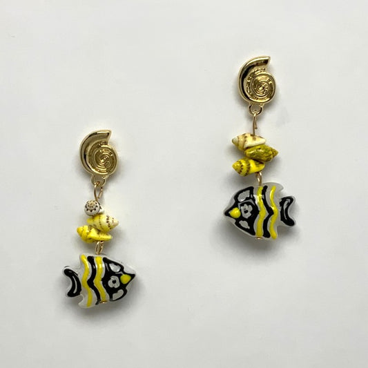 Seashell Fish Drop Earrings