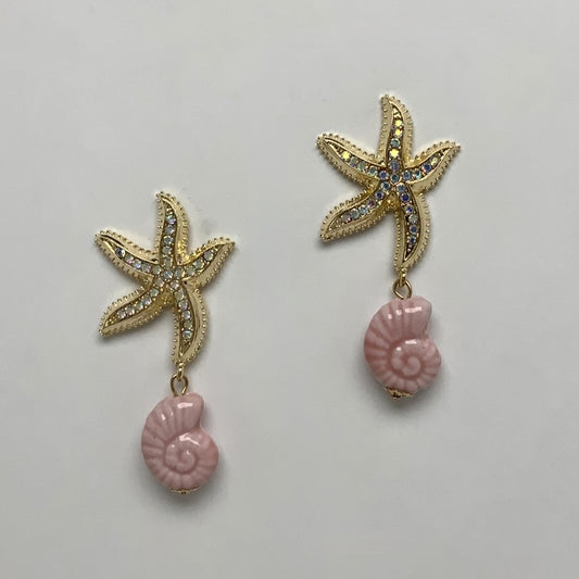 Starfish Whorl Shell Earrings