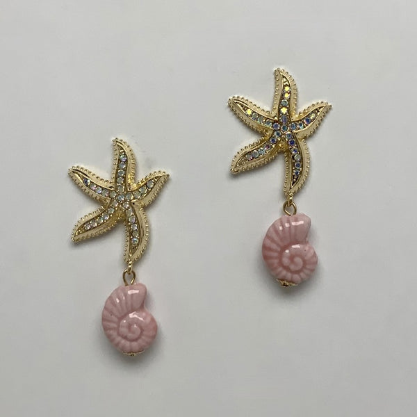 Starfish Whorl Shell Earrings