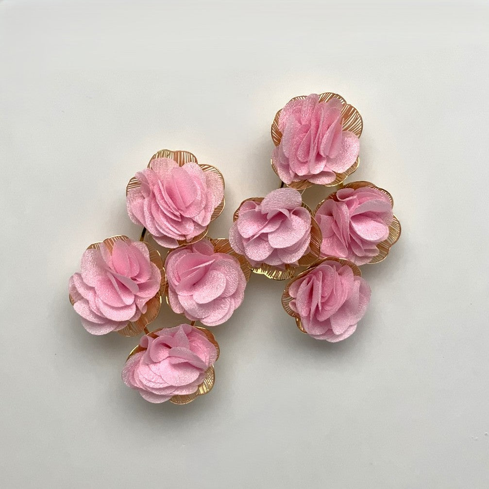 Flower Fabric Cluster Earrings