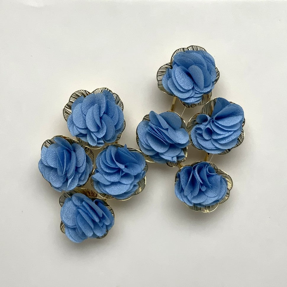 Flower Fabric Cluster Earrings