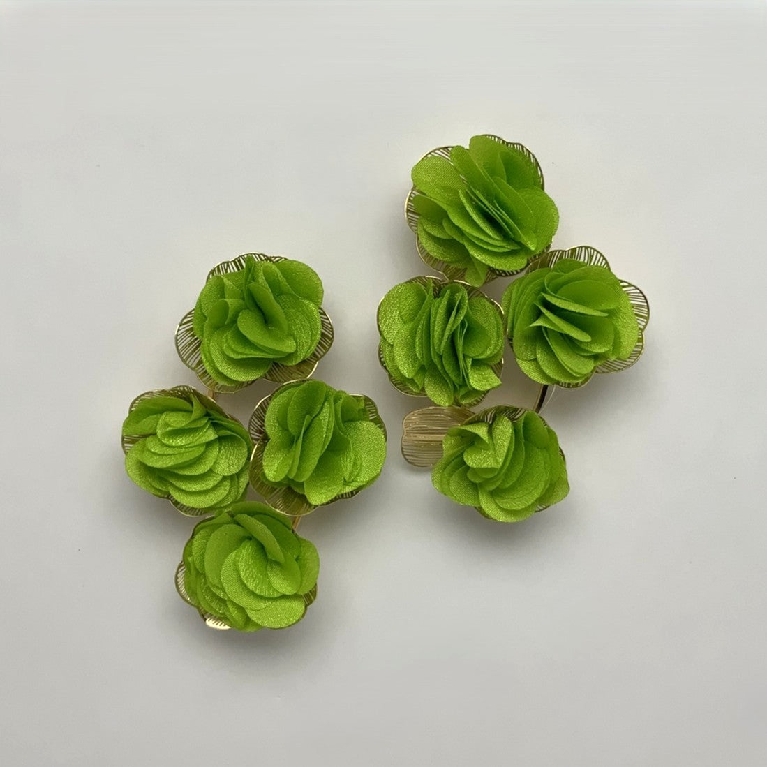 Flower Fabric Cluster Earrings