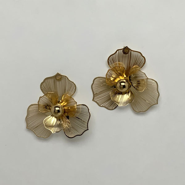Metal Flower Statement Stud Earrings